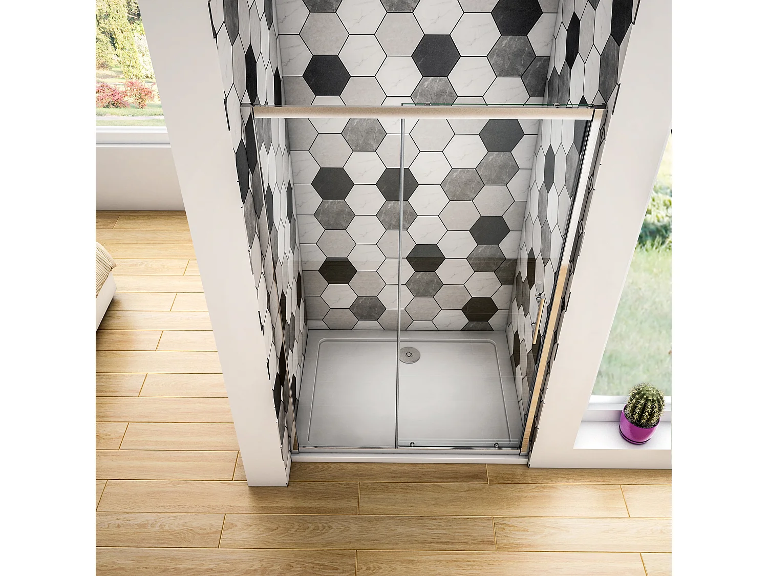 Douchedeur Schuifdeur 120x190cm, 5mm helder veiligheidsglas, glanzend chroom profiel