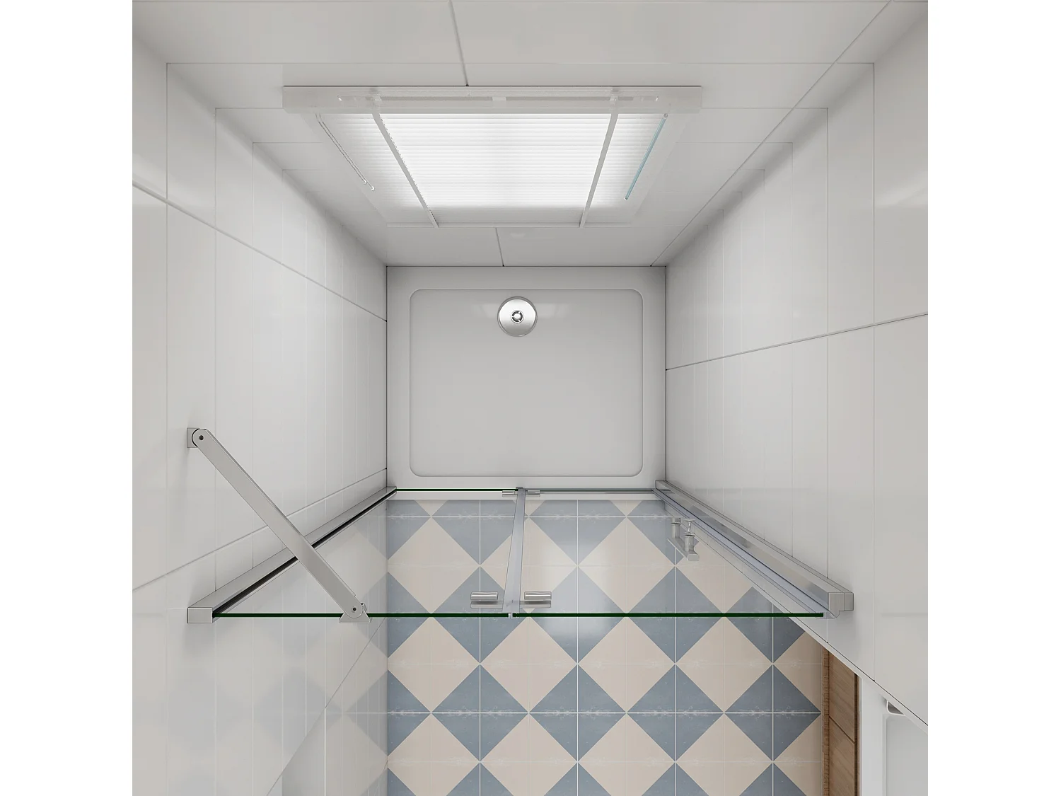 Douchedeur draaideur 100x195 cm,6 mm NANO EasyClean veiligheidsglas, profiel van glanzend chroom,met Stabilisatiestang