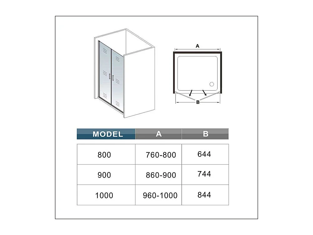 80x200cm Nis Douchecabine-Douchedeur draaideur - 8mm NANO EasyClean veiligheidsglas,Matzwarte Profielen