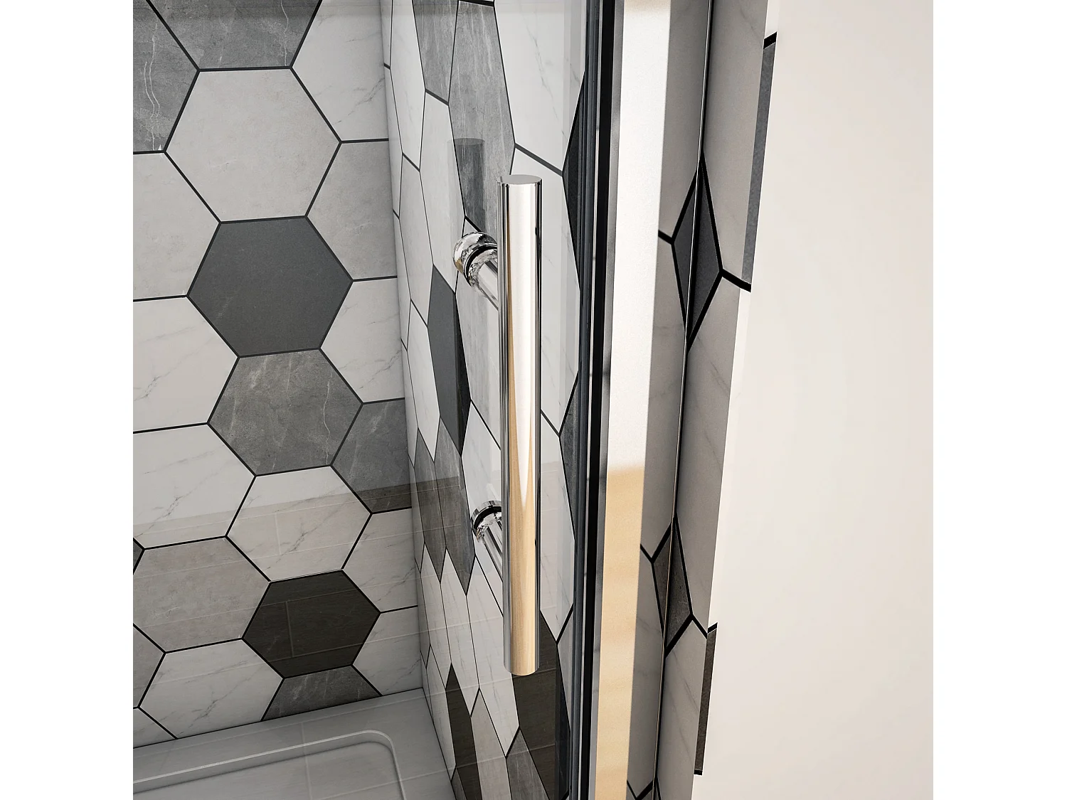 Douchedeur Schuifdeur 140x190cm, 5mm helder veiligheidsglas, glanzend chroom profiel