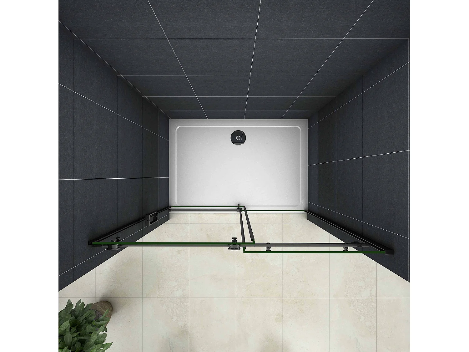 Douchedeur Schuifdeur Mat Zwart ,120x200cm hoog,8mm NANO Coating helder veiligheidsglas