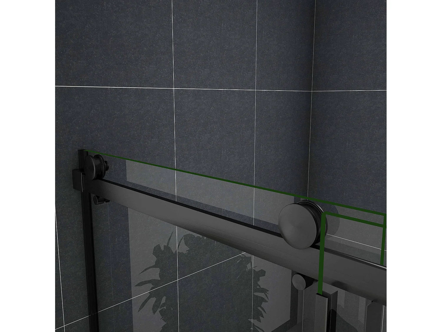 Douchedeur Schuifdeur Mat Zwart ,140x200cm hoog,8mm NANO Coating helder veiligheidsglas