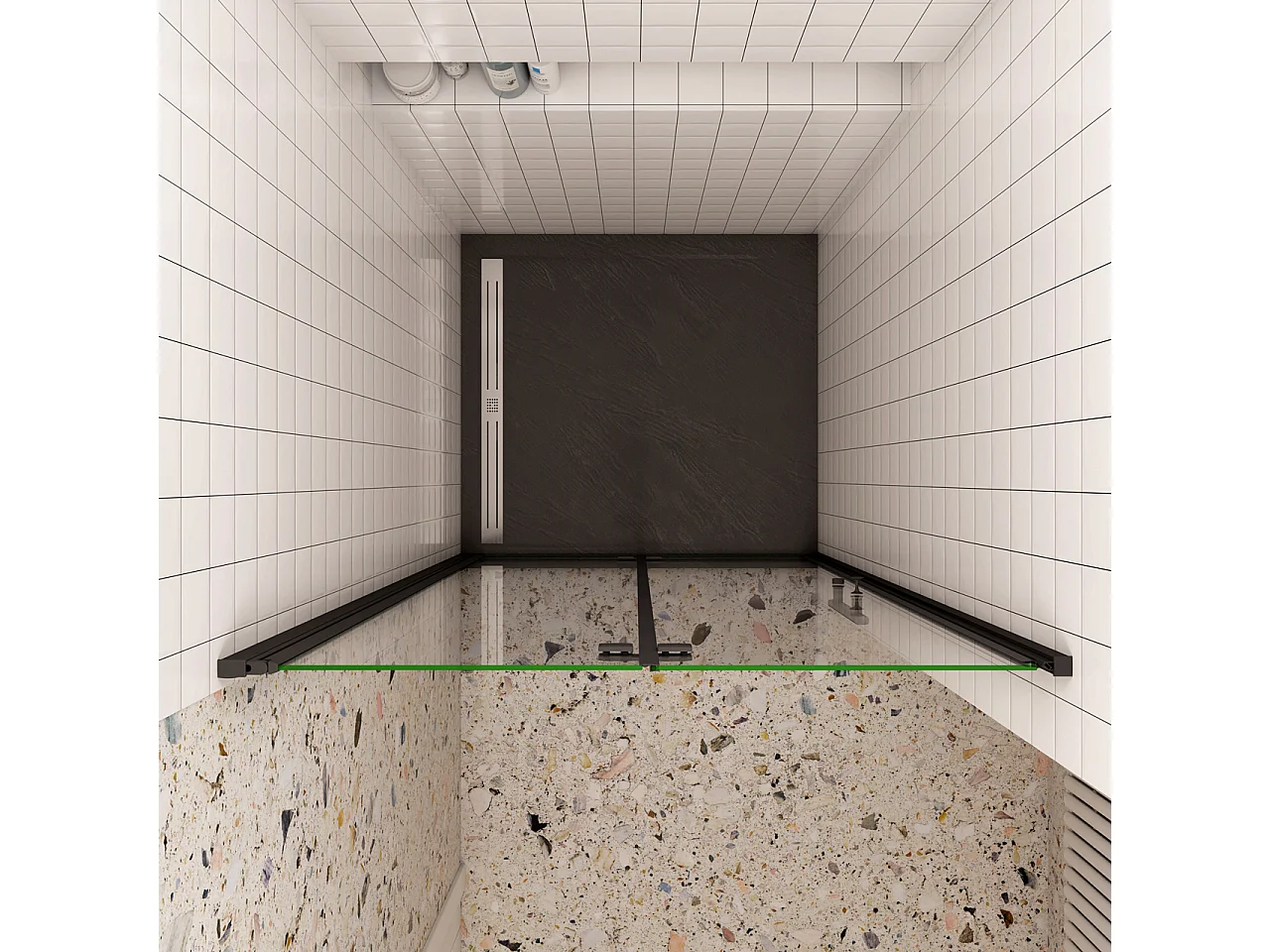 80x195cm Douchedeur vouwdeur,niche douchedeur,6mm Helder Veiligheidsglas Easyclean,Mat Zwart Profiel