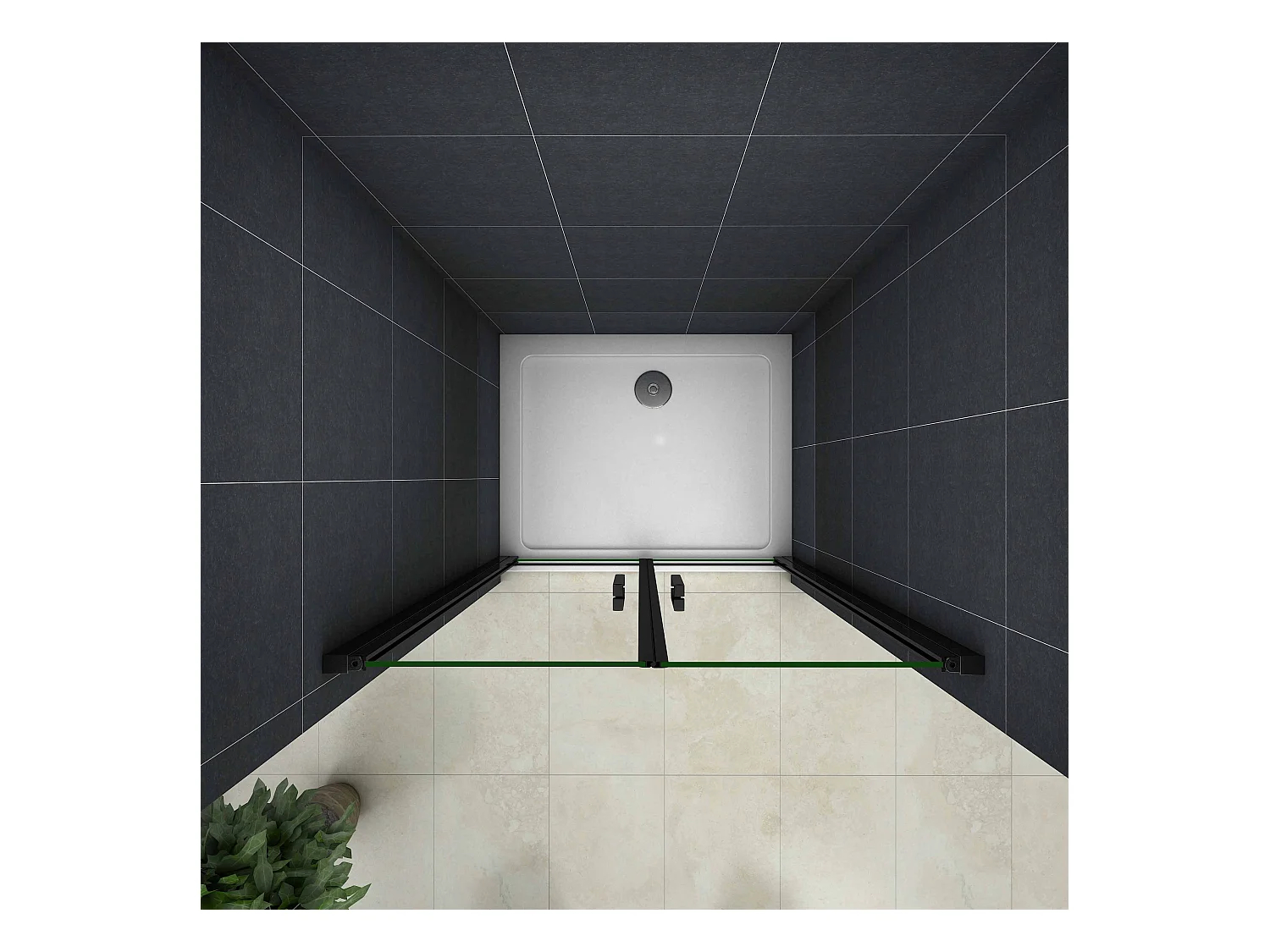 90x200cm Nis Douchecabine-Douchedeur draaideur - 8mm NANO EasyClean veiligheidsglas,Matzwarte Profielen