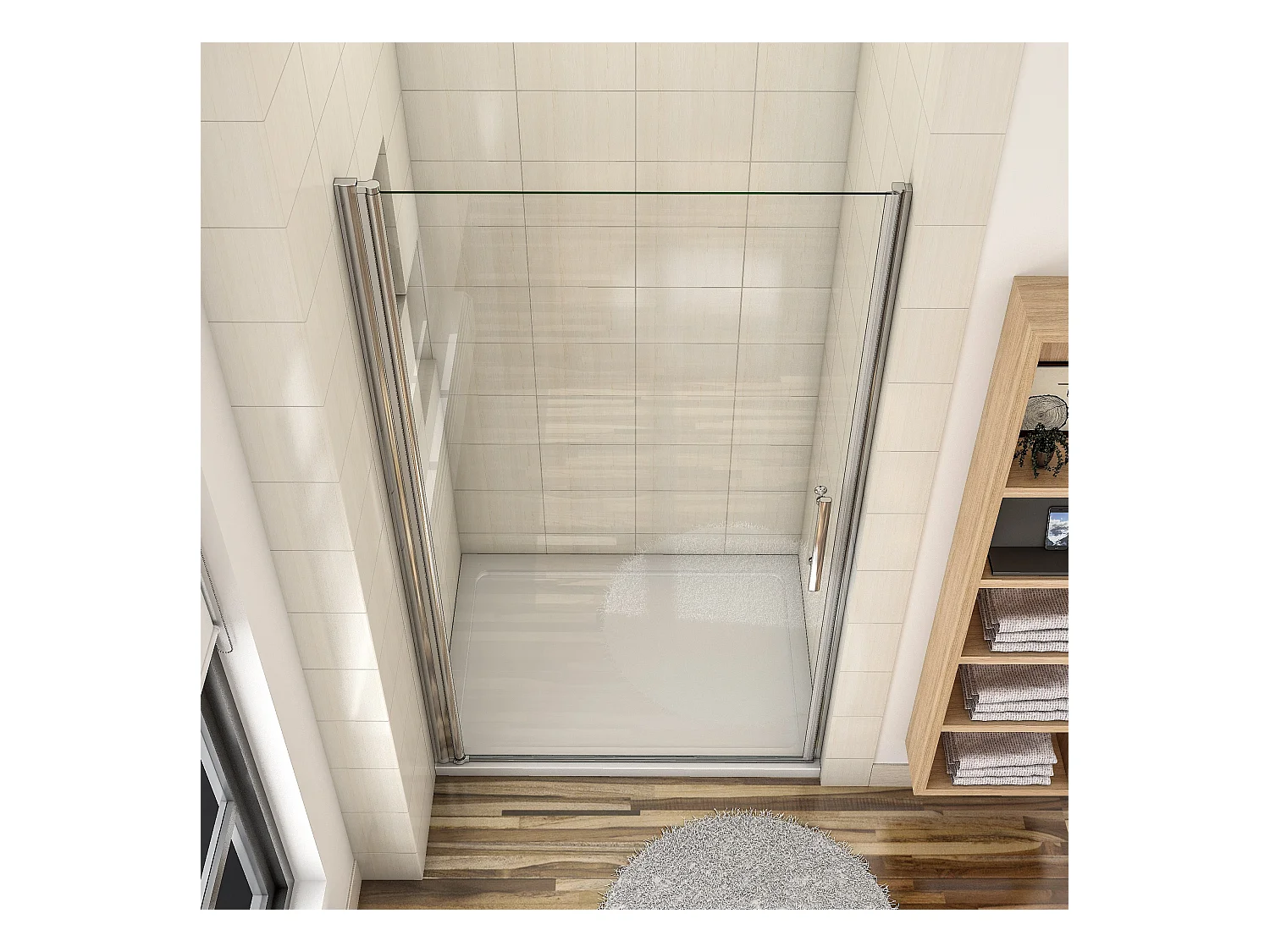 100x180cm Douchedeur draaibare 6mm NANO EasyClean veiligheidsglas, profiel van glanzend chroom.