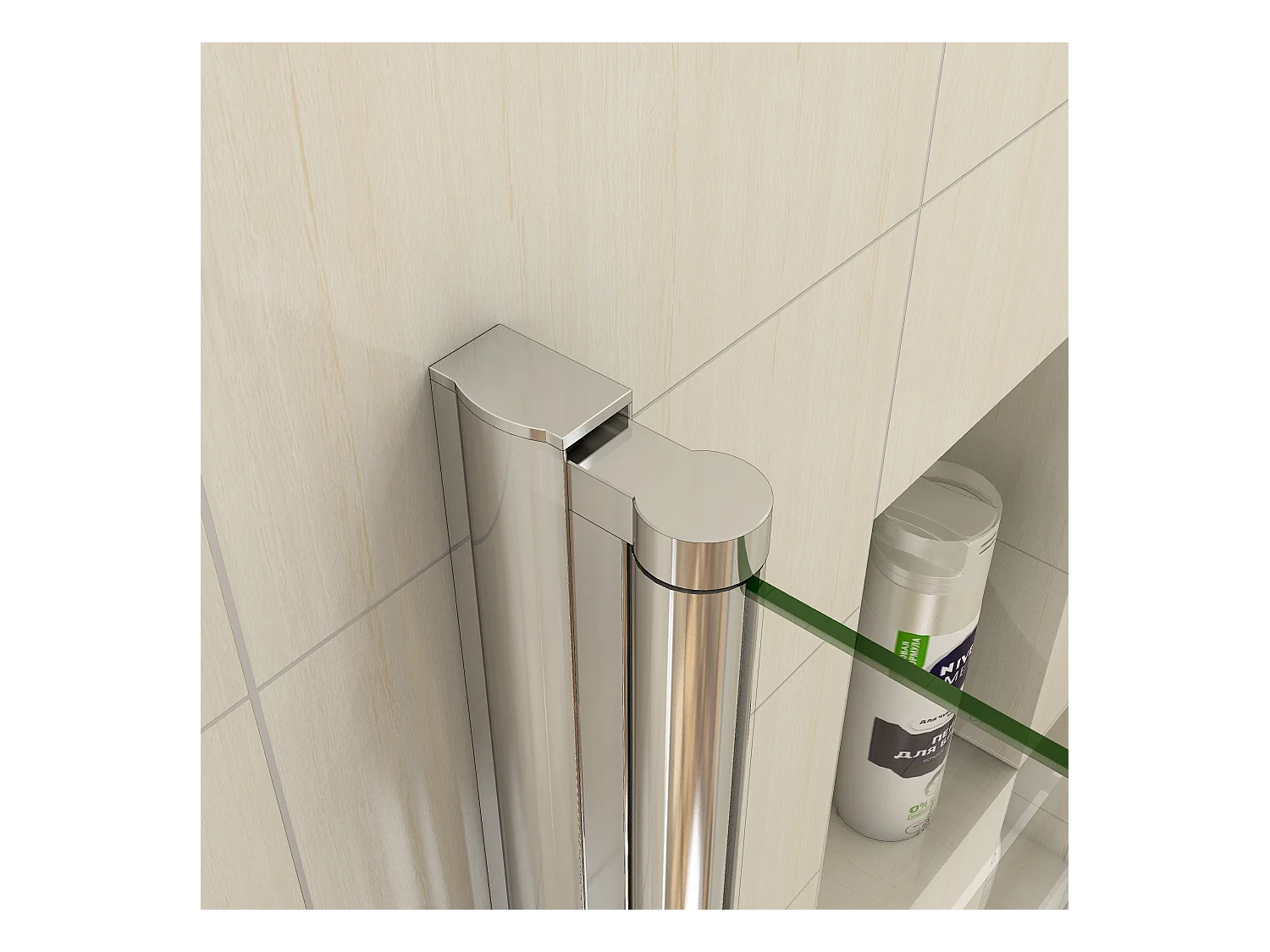 100x180cm Douchedeur draaibare 6mm NANO EasyClean veiligheidsglas, profiel van glanzend chroom.