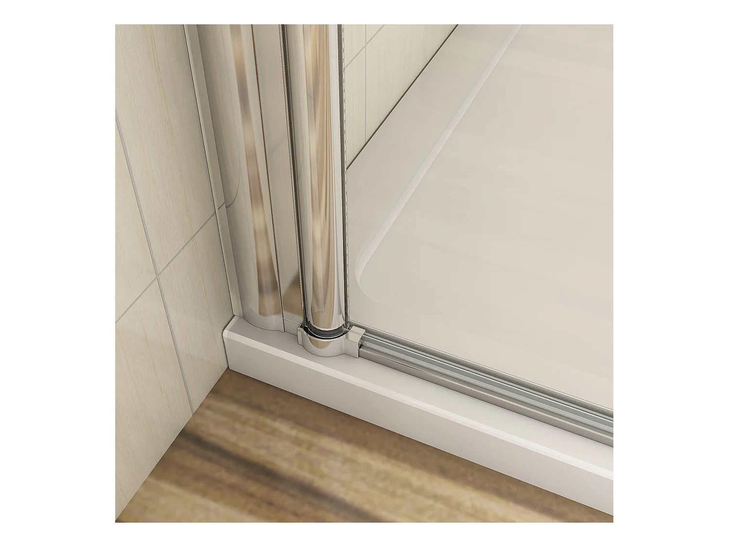 100x180cm Douchedeur draaibare 6mm NANO EasyClean veiligheidsglas, profiel van glanzend chroom.