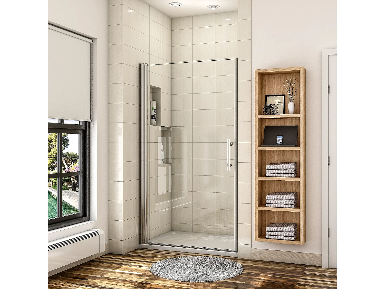 100x180cm Douchedeur draaibare 6mm NANO EasyClean veiligheidsglas, profiel van glanzend chroom.