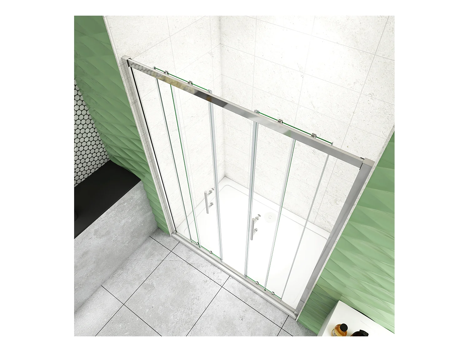 120x190cm Douchedeur Schuifdeur,5mm helder veiligheidsglas, glanzend chroom profiel