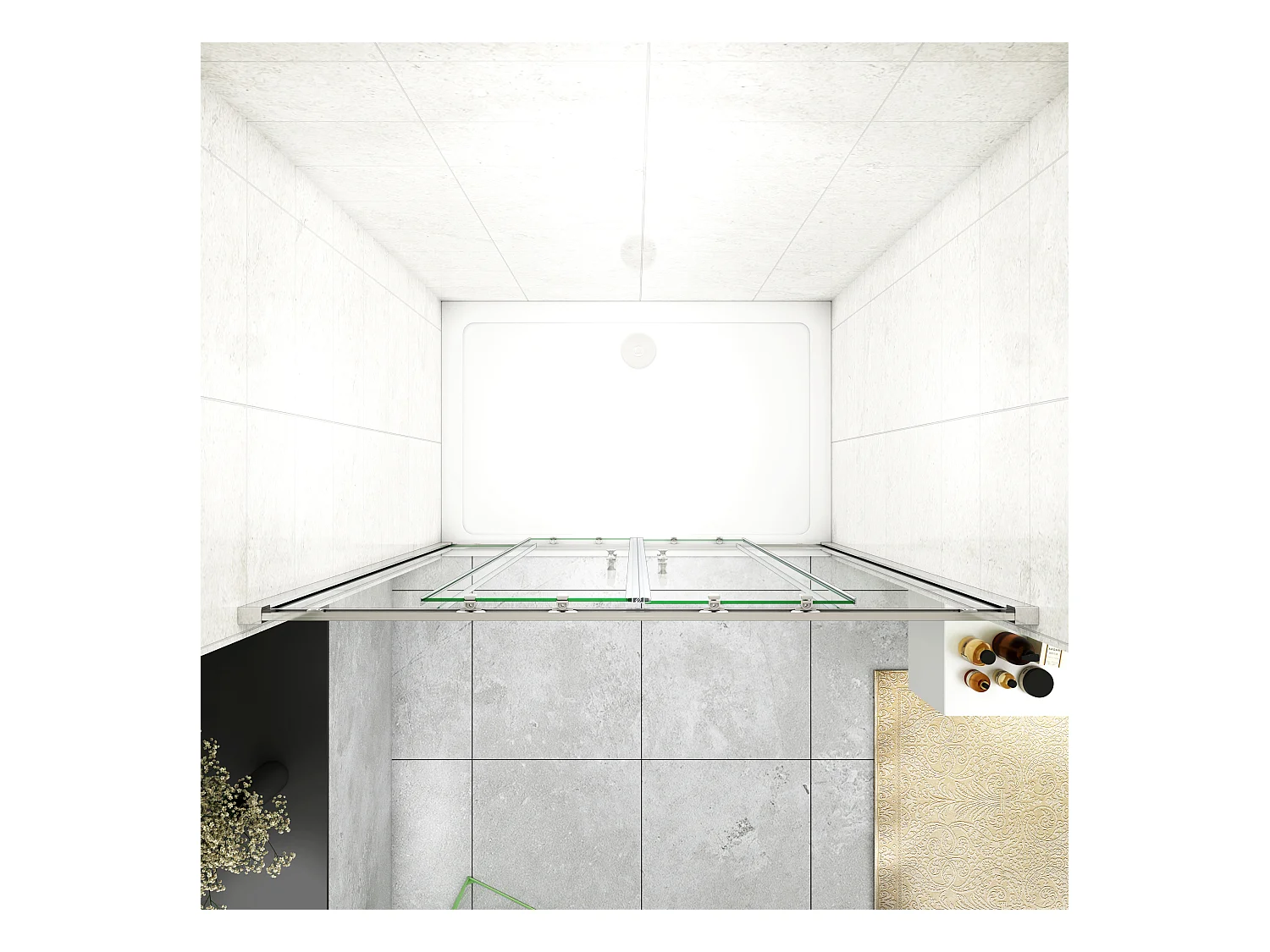 120x190cm Douchedeur Schuifdeur,5mm helder veiligheidsglas, glanzend chroom profiel