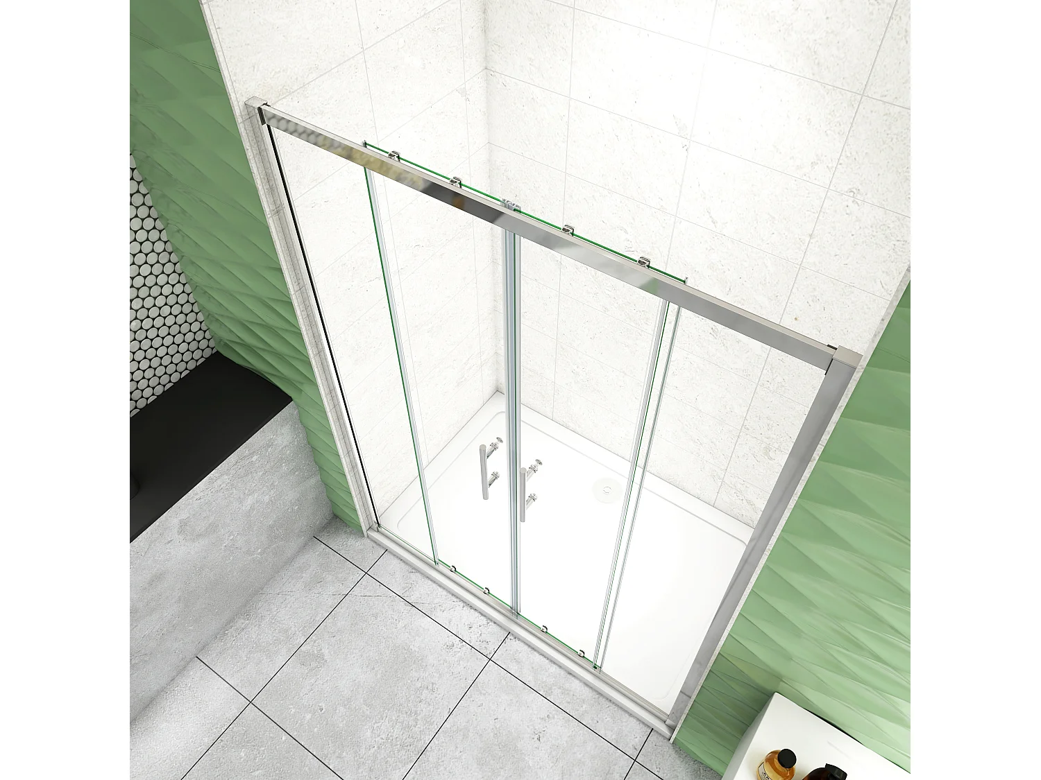 120x190cm Douchedeur Schuifdeur,5mm helder veiligheidsglas, glanzend chroom profiel