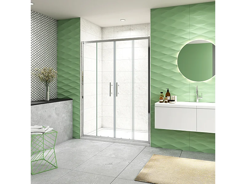 120x190cm Douchedeur Schuifdeur,5mm helder veiligheidsglas, glanzend chroom profiel