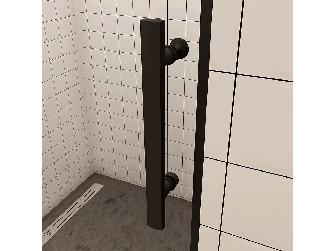 110x195cm Douchedeur vouwdeur,niche douchedeur,6mm Helder Veiligheidsglas Easyclean,Mat Zwart Profiel