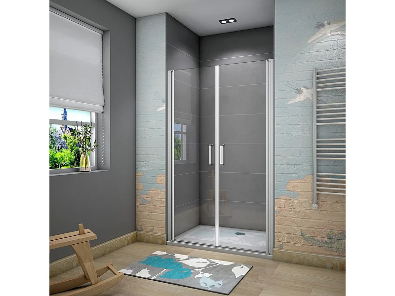 75x185cm Douche Pendeldeur, 5 mm Helder Veiligheidsglas, Mat Grijs
