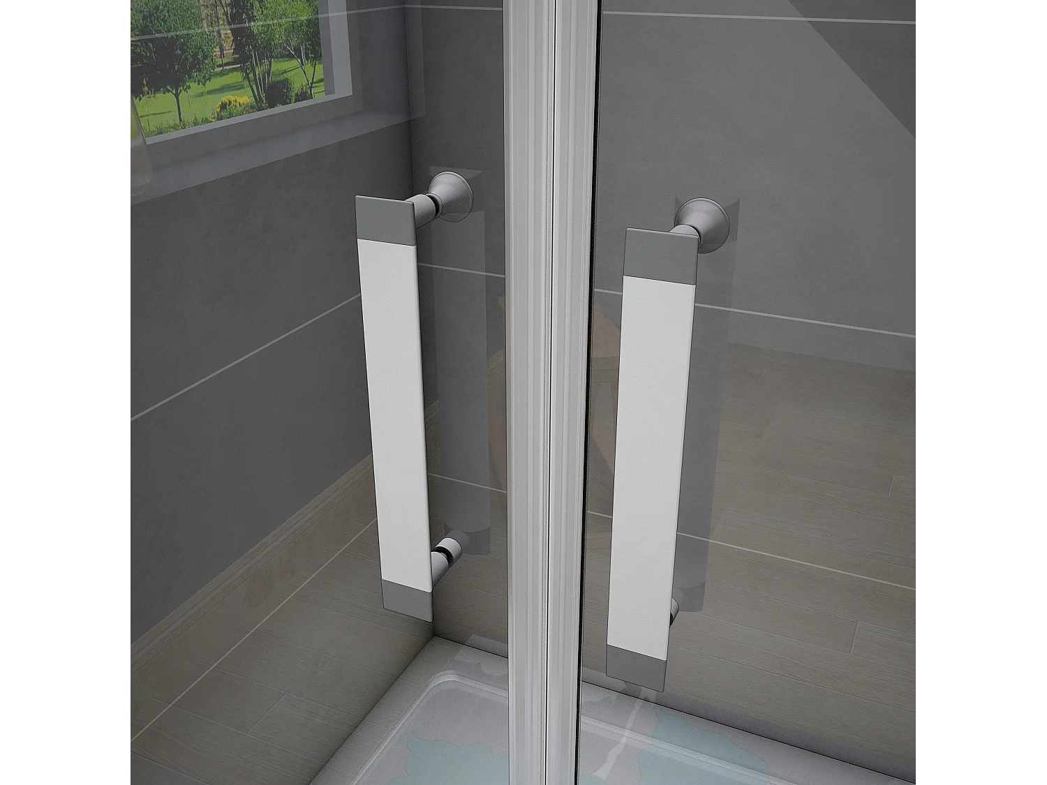 75x185cm Douche Pendeldeur, 5 mm Helder Veiligheidsglas, Mat Grijs