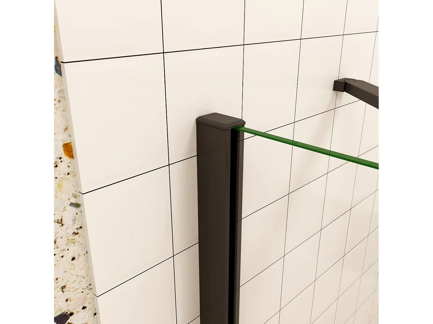 100x195cm Douchedeur,90° draaideur,8mm NANO veiligheidsglas,mat zwart