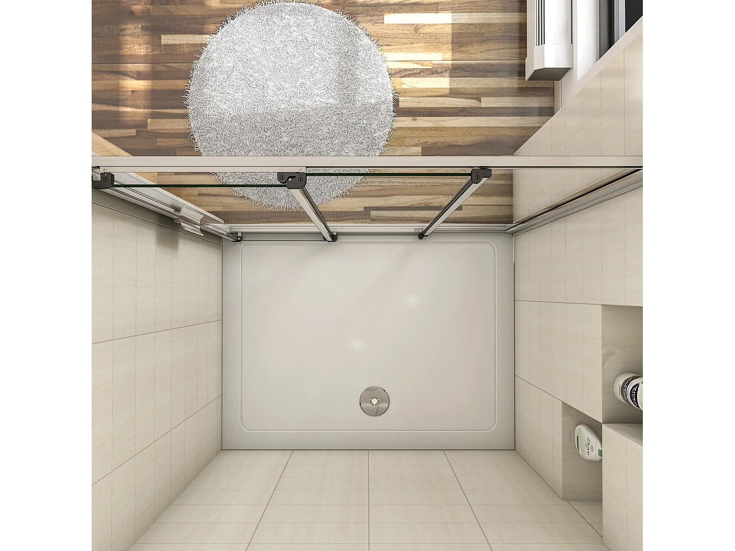 120x195cm Douchedeur schuifdeur 6 mm NANO EasyClean veiligheidsglas, profiel van glanzend chroom.