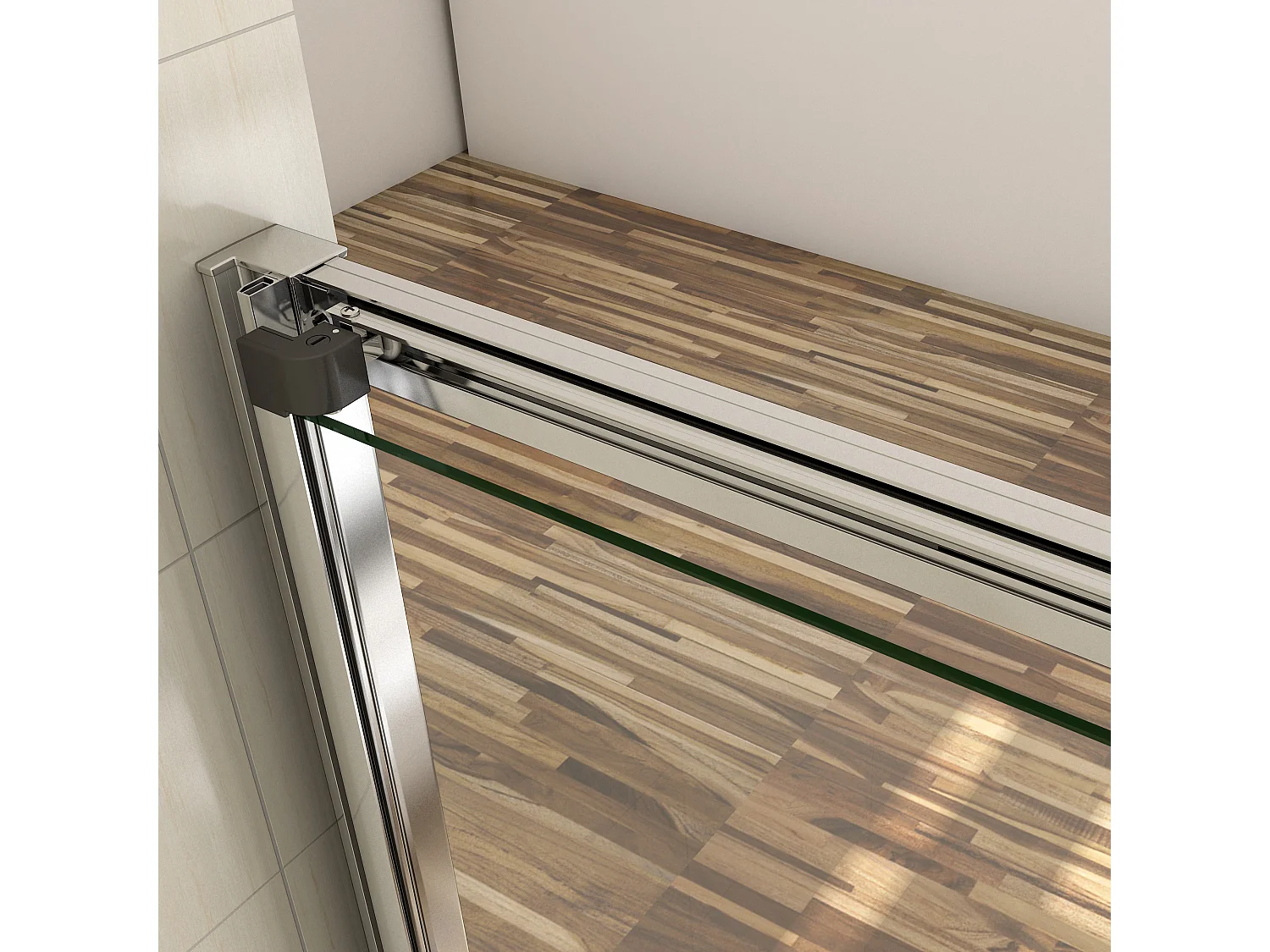 120x195cm Douchedeur schuifdeur 6 mm NANO EasyClean veiligheidsglas, profiel van glanzend chroom.