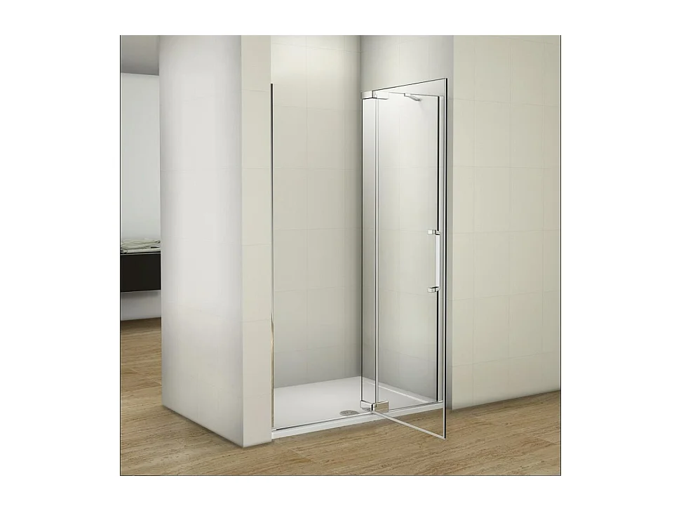 90x195cm Douchedeur draaideur ,8mm NANO veiligheidsglas, glanzend chroom profiel