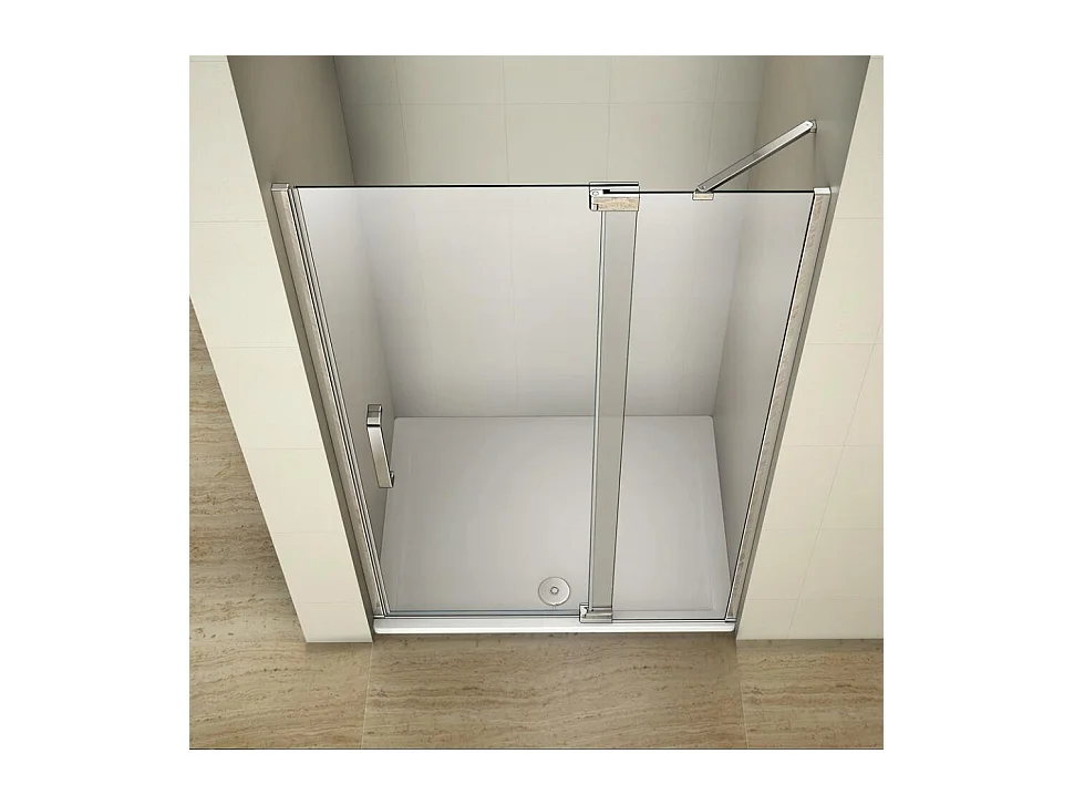 90x195cm Douchedeur draaideur ,8mm NANO veiligheidsglas, glanzend chroom profiel