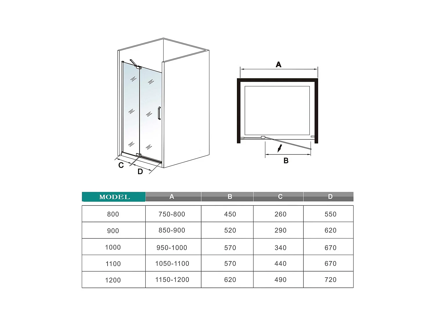 90x195cm Douchedeur draaideur ,8mm NANO veiligheidsglas, glanzend chroom profiel
