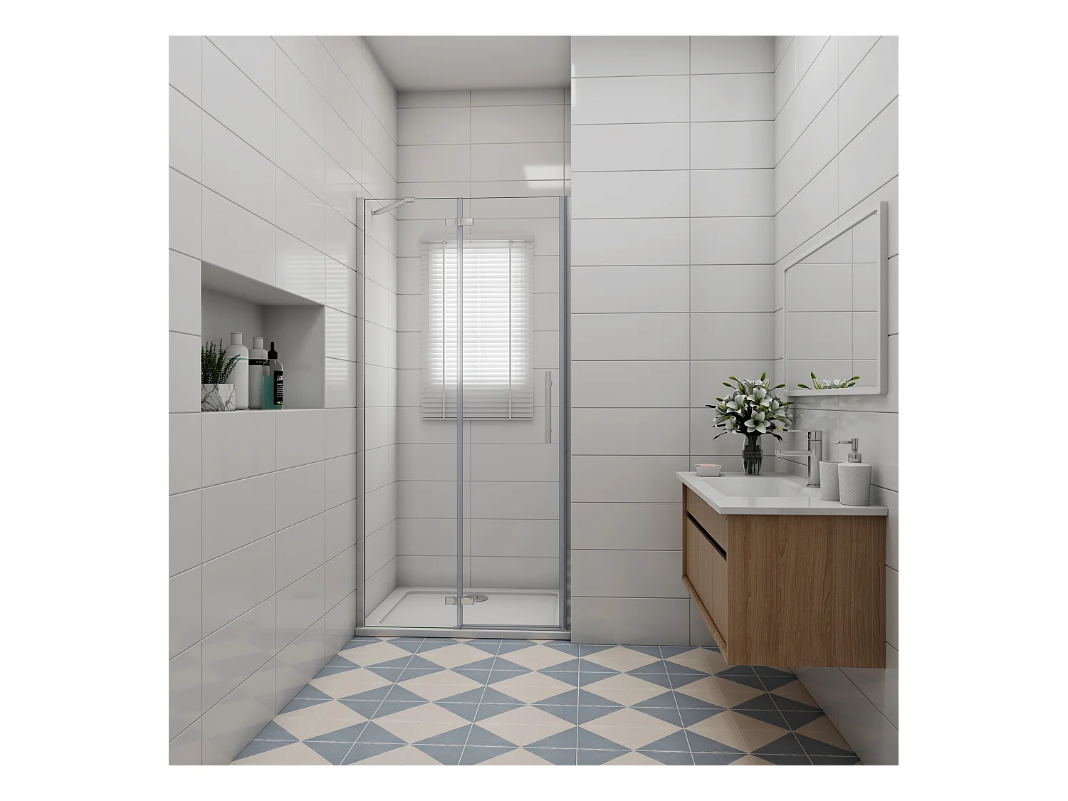 Douchedeur draaideur 120x195 cm,6 mm NANO EasyClean veiligheidsglas, profiel van glanzend chroom,met Stabilisatiestang