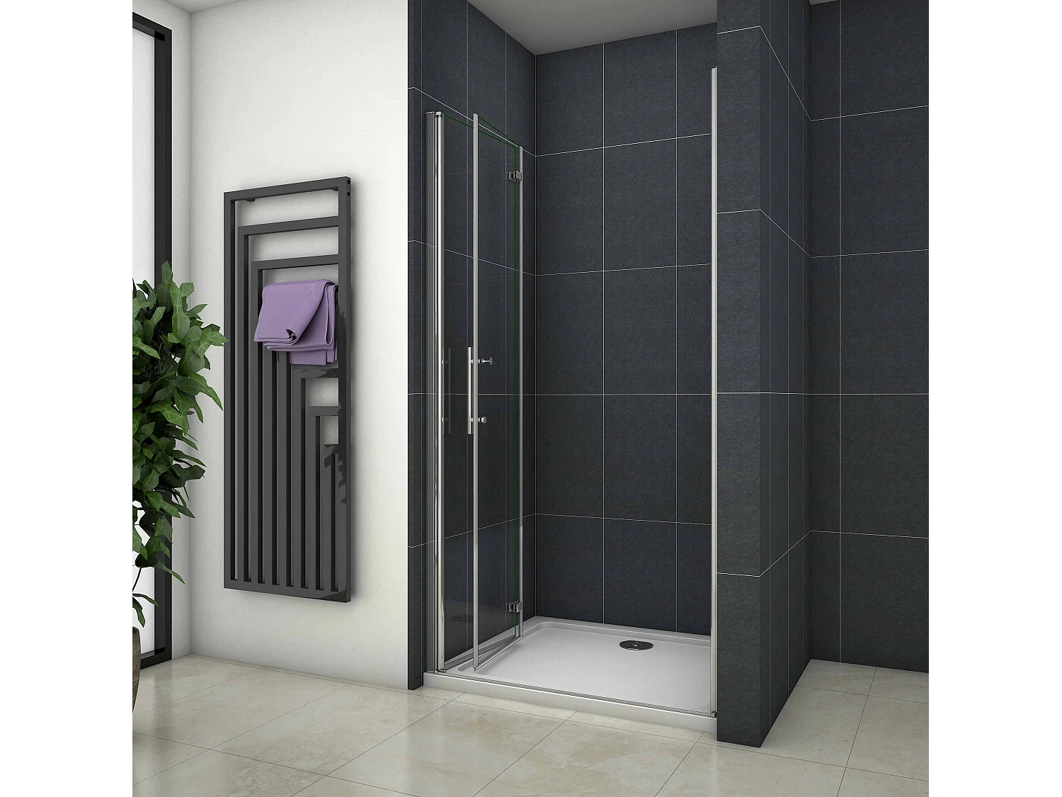 110x185cm Douchedeur vouwdeur,niche douchedeur,6mm Helder Veiligheidsglas Easyclean,profiel van glanzend chroom