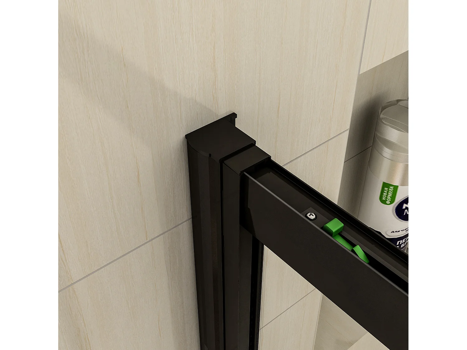 140x195 cm douchescherm,schuifdeur,douchedeur,8 mm NANO GLAS zwart,Met bufferstrook