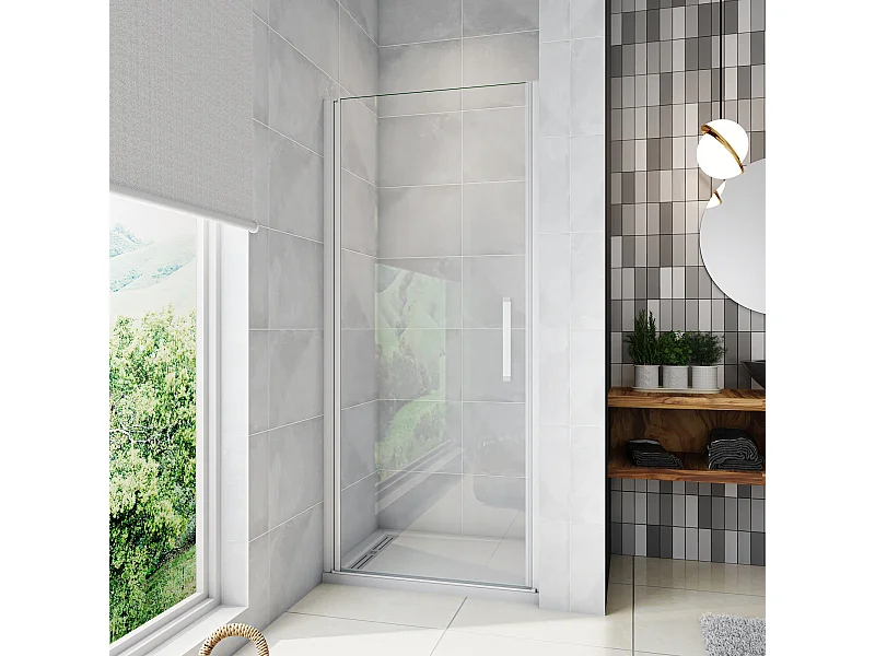 Nis Douchecabine-Douchedeur draaideur - Grijs Montuur - 80 x 185 cm x 5 mm