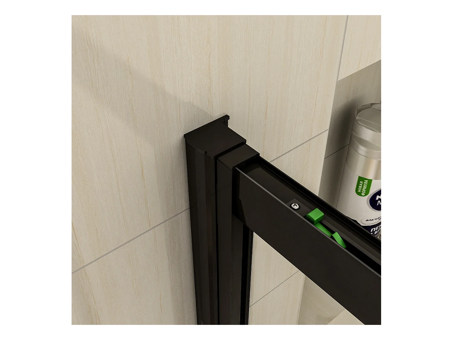 100x195 cm douchescherm,schuifdeur,douchedeur,8 mm NANO GLAS zwart,Met bufferstrook