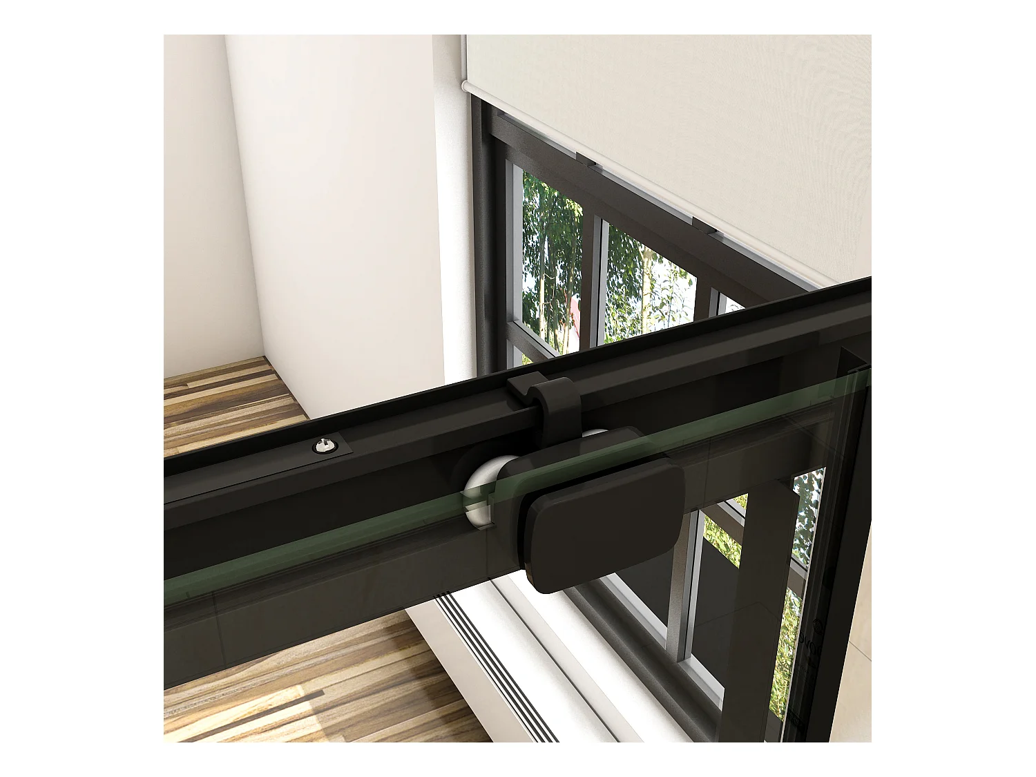 100x195 cm douchescherm,schuifdeur,douchedeur,8 mm NANO GLAS zwart,Met bufferstrook