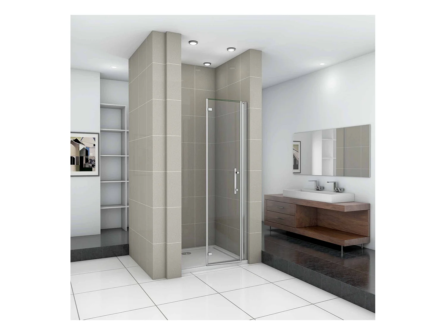 Douchedeur vouwdeur,100x195cm niche douchedeur,6mm Helder Veiligheidsglas Easyclean,profiel van glanzend chroom