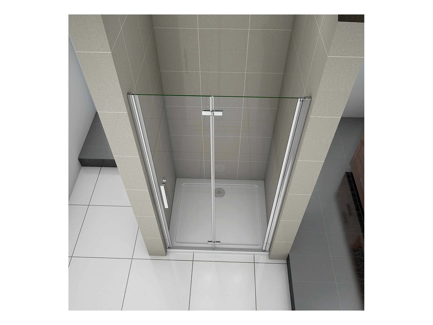 Douchedeur vouwdeur,100x195cm niche douchedeur,6mm Helder Veiligheidsglas Easyclean,profiel van glanzend chroom