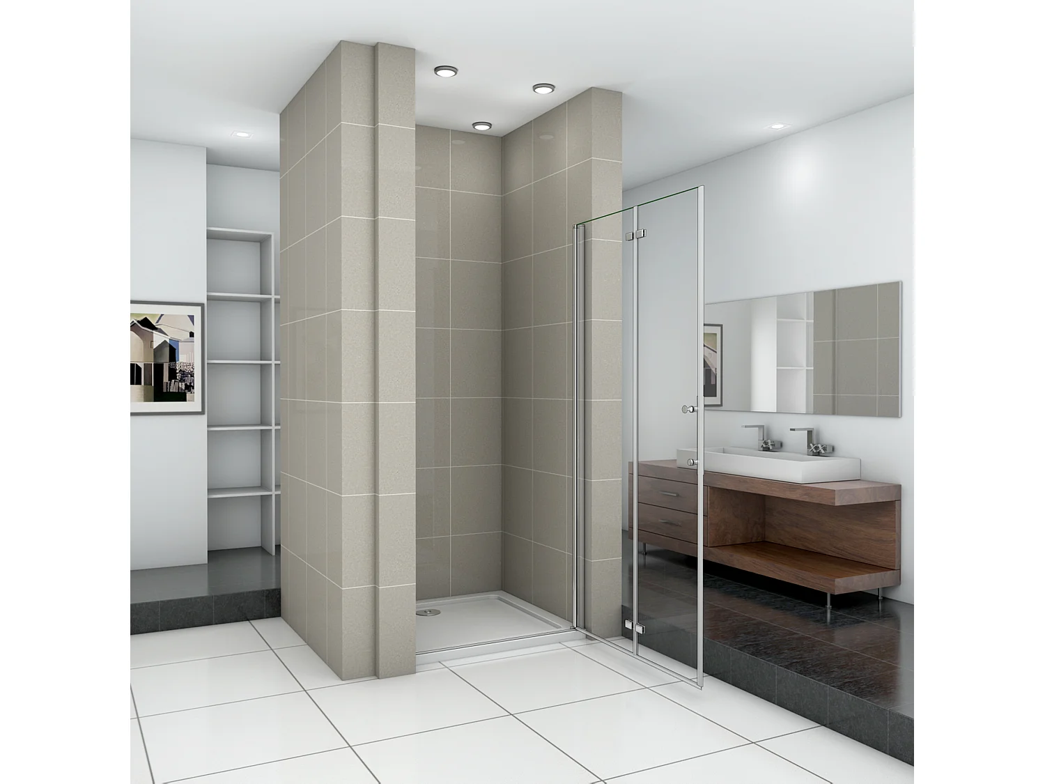 Douchedeur vouwdeur,100x195cm niche douchedeur,6mm Helder Veiligheidsglas Easyclean,profiel van glanzend chroom