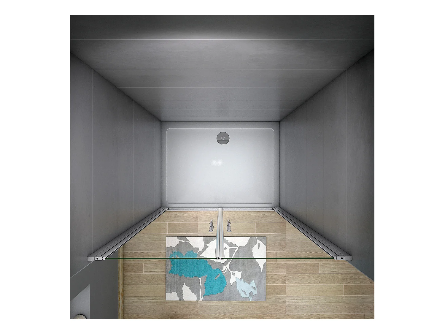 80x185cm Douche Pendeldeur, 5 mm Helder Veiligheidsglas, Mat Grijs