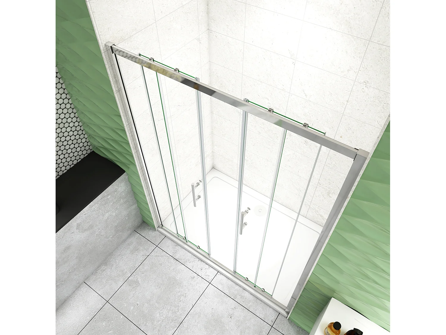 160x190cm Douchedeur Schuifdeur,5mm helder veiligheidsglas, glanzend chroom profiel