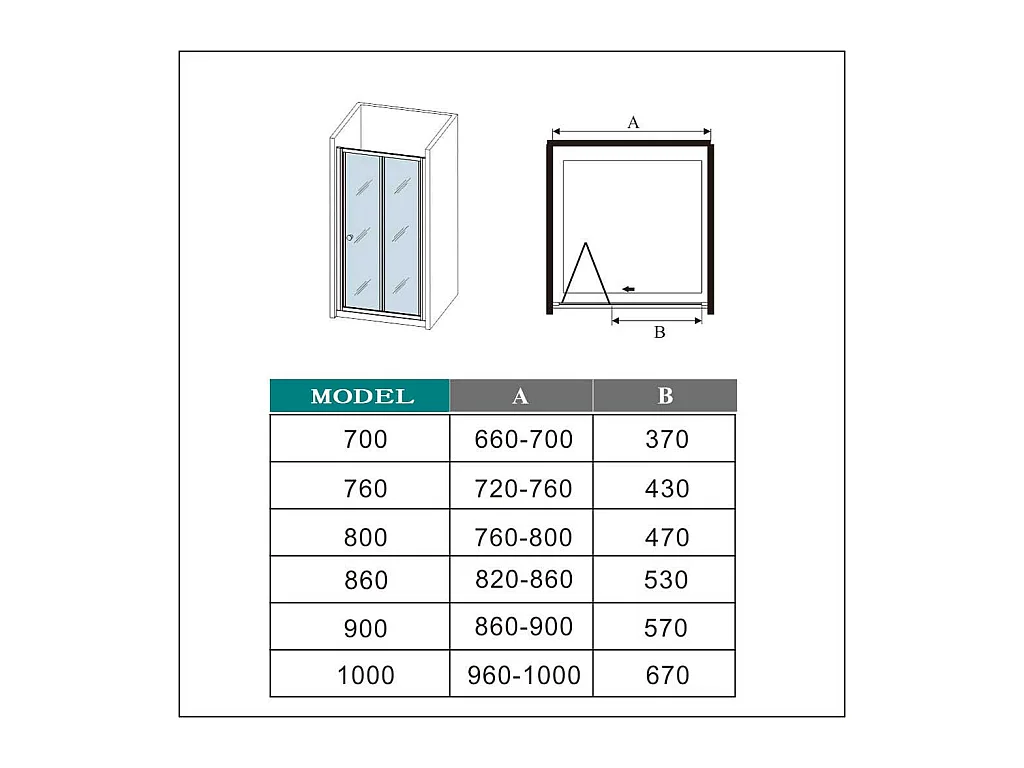76x185cm douchedeur, 5mm veiligheidsglas,profiel van glanzend chroom.