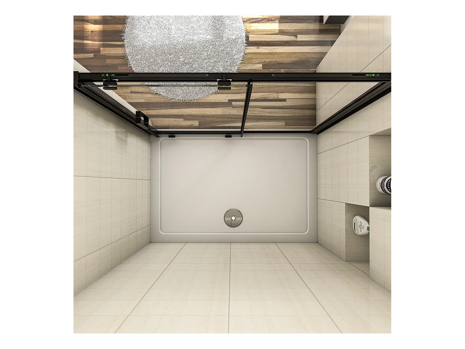 120x195 cm douchescherm,schuifdeur,douchedeur,8 mm NANO GLAS zwart,Met bufferstrook