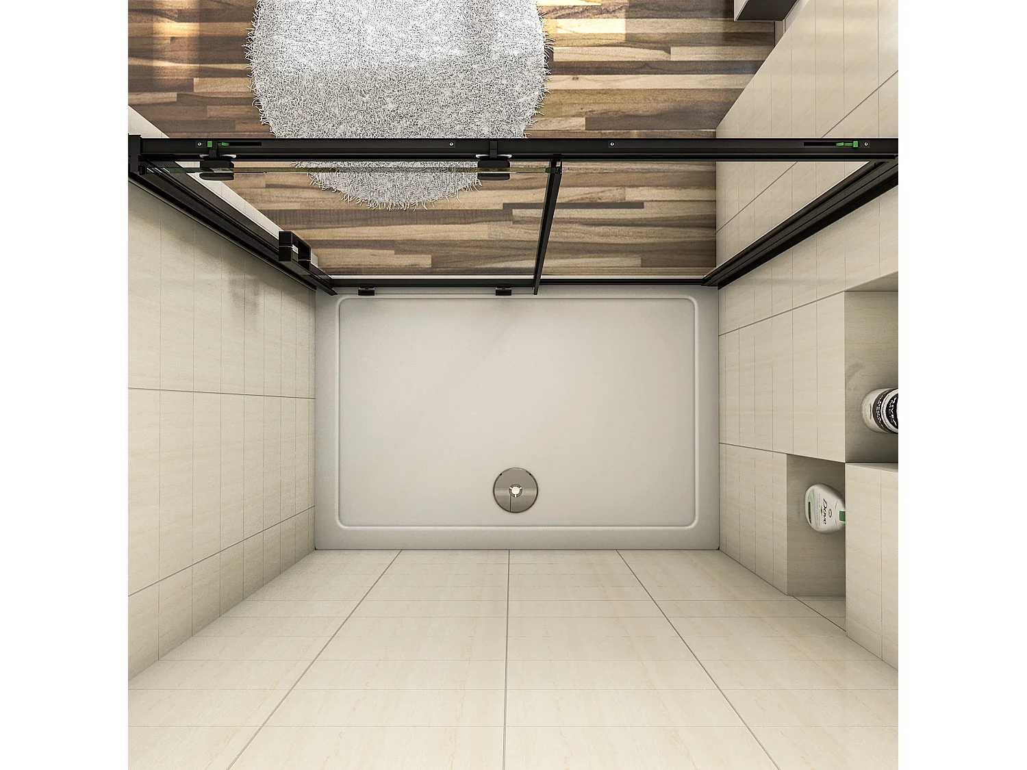 120x195 cm douchescherm,schuifdeur,douchedeur,8 mm NANO GLAS zwart,Met bufferstrook