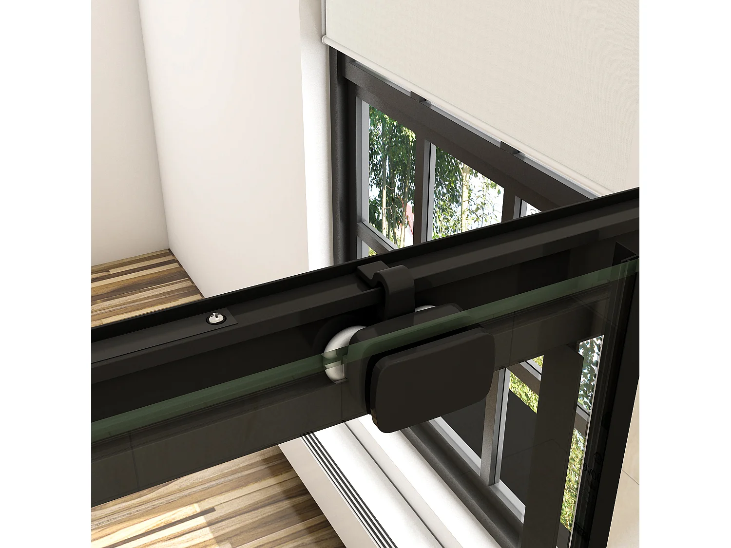 120x195 cm douchescherm,schuifdeur,douchedeur,8 mm NANO GLAS zwart,Met bufferstrook