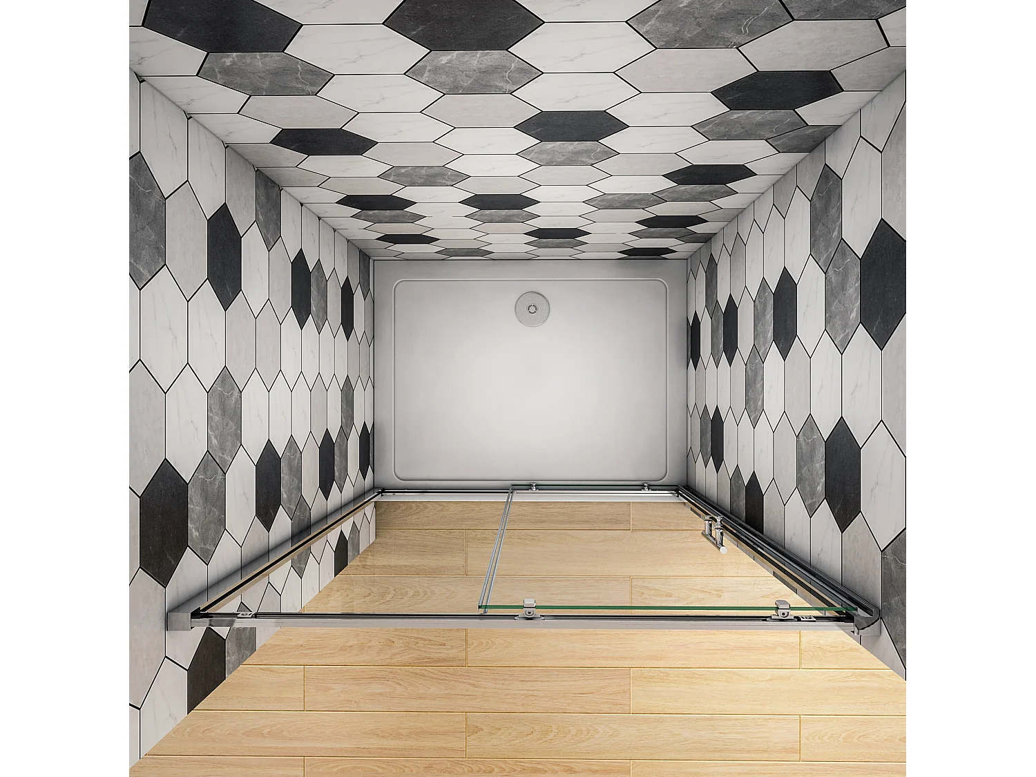 Douchedeur Schuifdeur 100x190cm, 5mm helder veiligheidsglas, glanzend chroom profiel