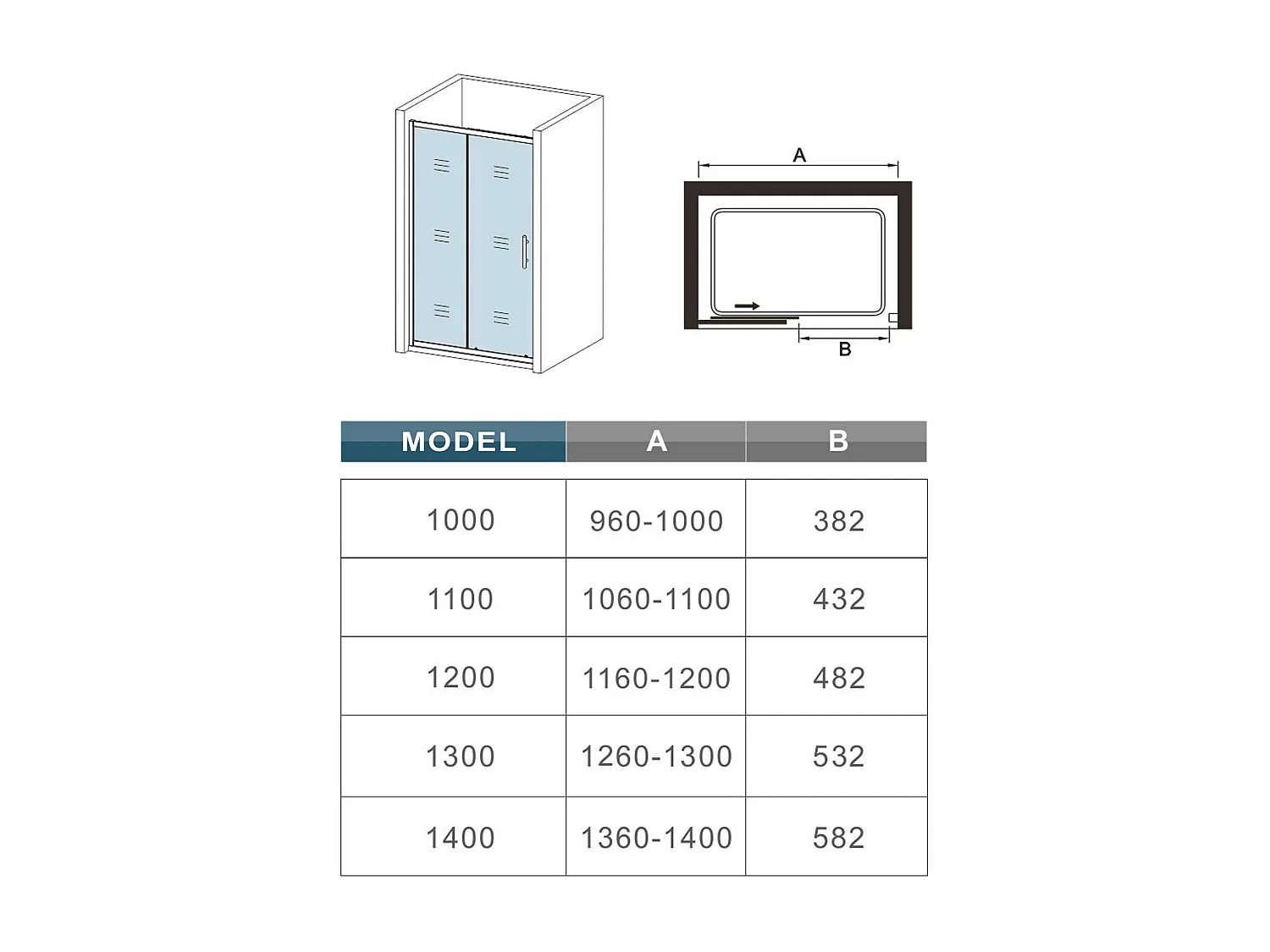 Douchedeur Schuifdeur 100x190cm, 5mm helder veiligheidsglas, glanzend chroom profiel