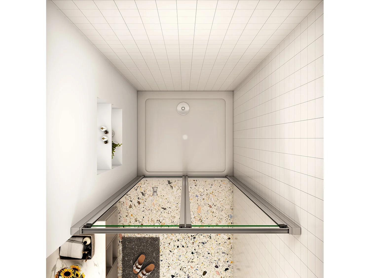 70x185cm douchedeur, 5mm veiligheidsglas,profiel van glanzend chroom.