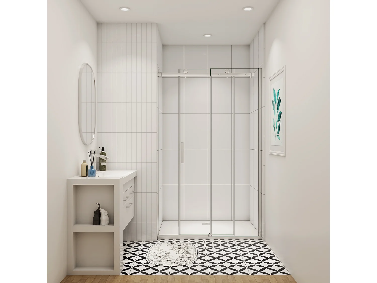 Schuifbare douchedeur 160x195cm, 8mm helder antikalk NANO glas, hoogwaardige aluminium profielen,Chroom