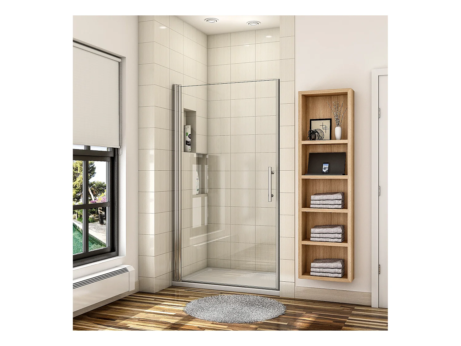 70x180cm Douchedeur draaibare 6mm NANO EasyClean veiligheidsglas, profiel van glanzend chroom.