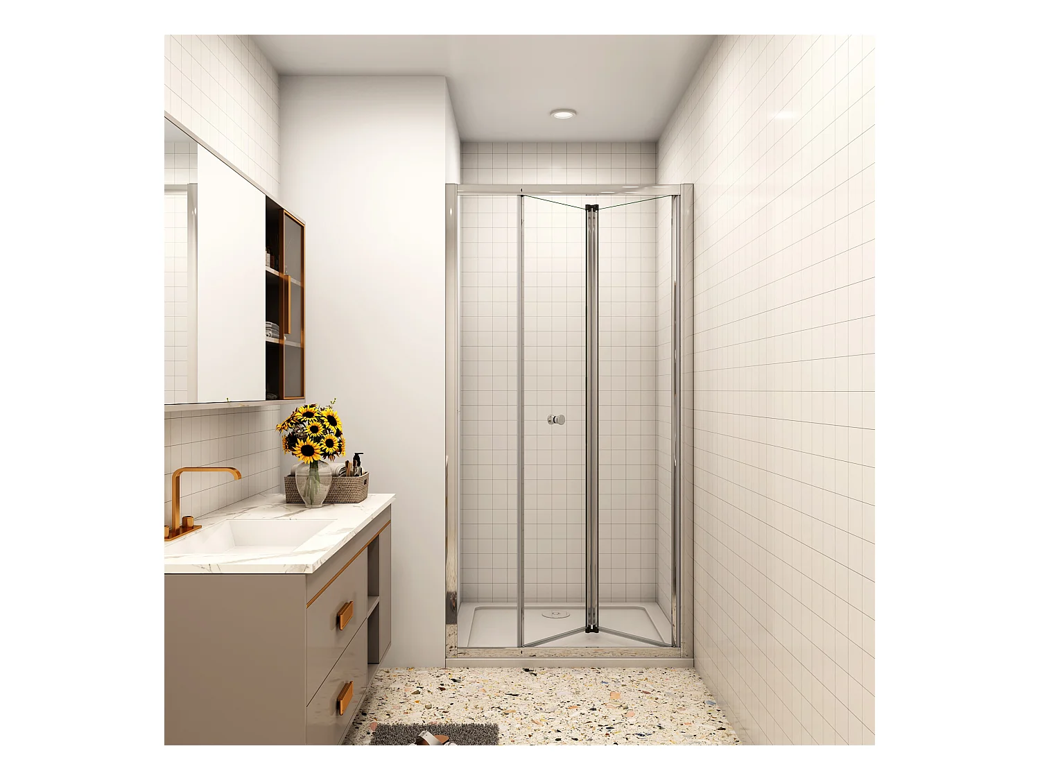 80x185cm douchedeur, 5mm veiligheidsglas,profiel van glanzend chroom.