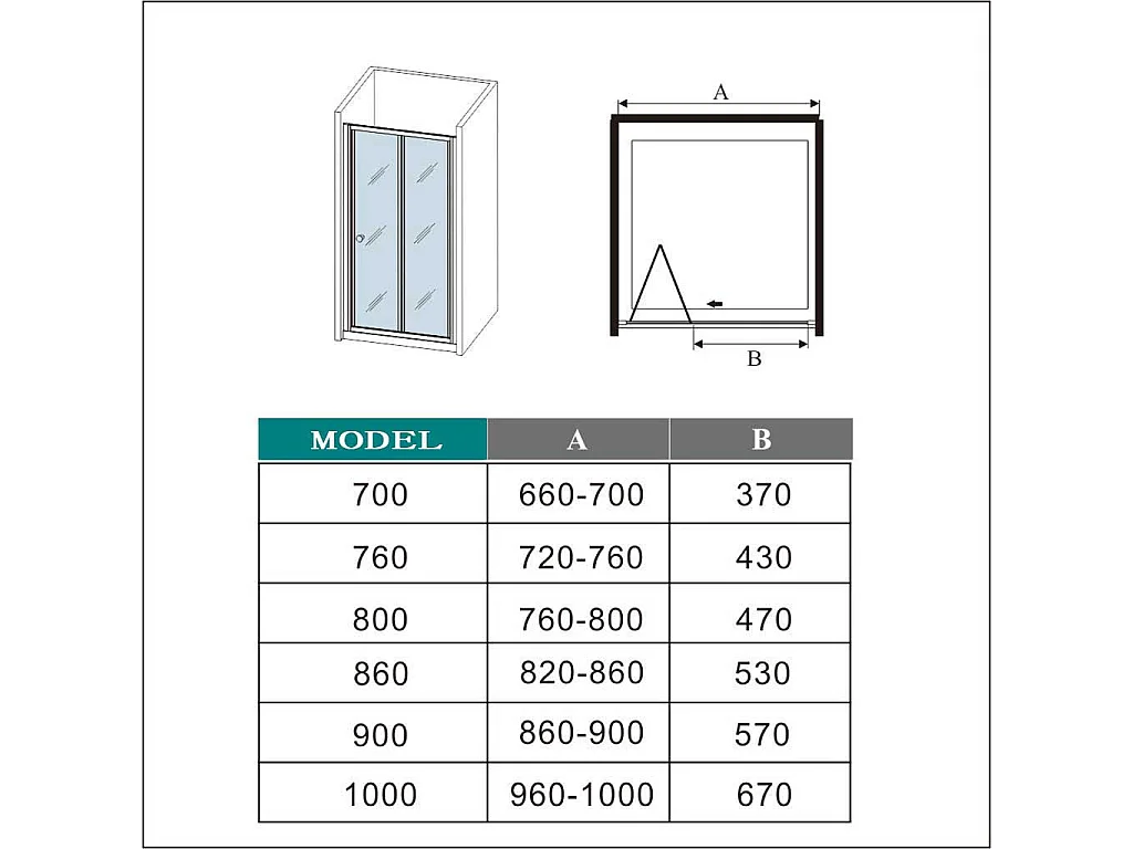80x185cm douchedeur, 5mm veiligheidsglas,profiel van glanzend chroom.