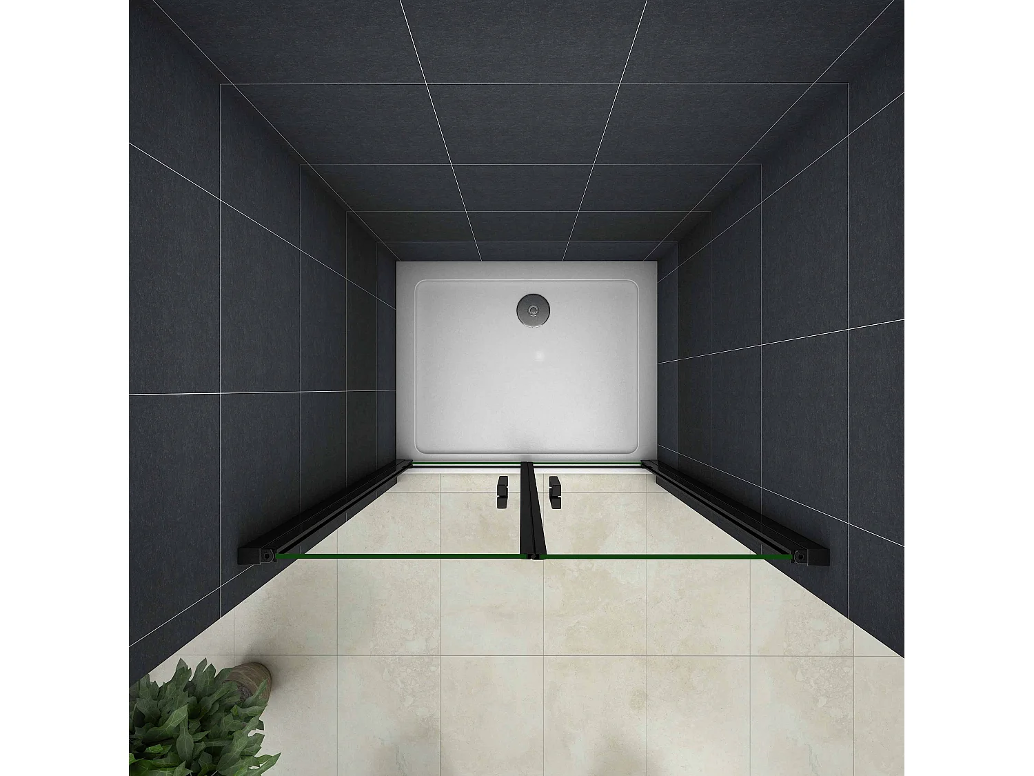 100x200cm Nis Douchecabine-Douchedeur draaideur - 8mm NANO EasyClean veiligheidsglas,Matzwarte Profielen