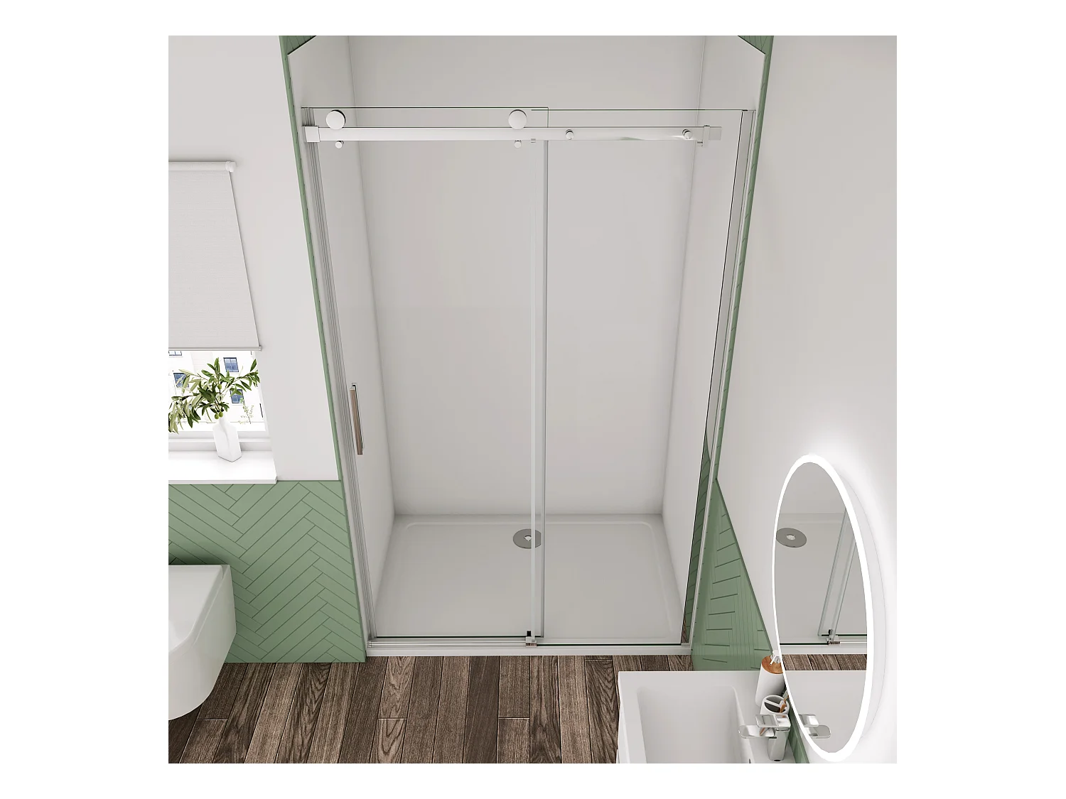 115x195cm Schuifbare douchedeur,6mm helder glas,hoogwaardige aluminium profielen,Chroom