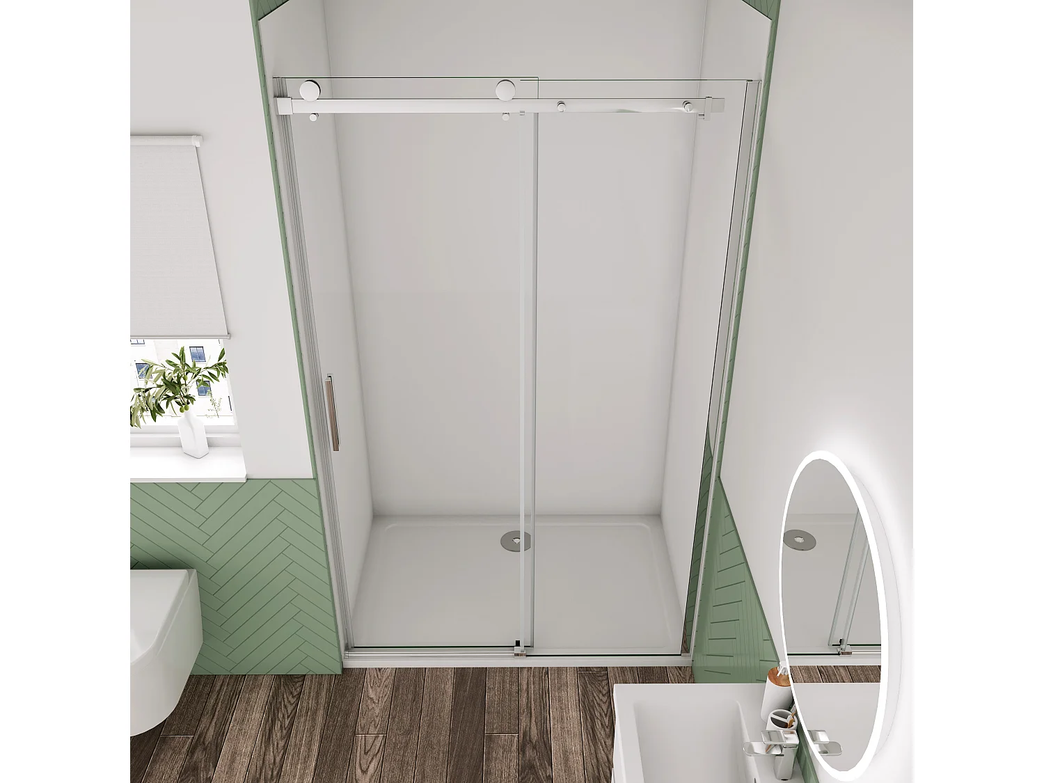 115x195cm Schuifbare douchedeur,6mm helder glas,hoogwaardige aluminium profielen,Chroom